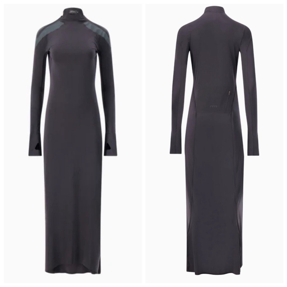 Johanna Parv Designer Sz M Tech Long Sleeve Maxi Dress New Without Tags Black